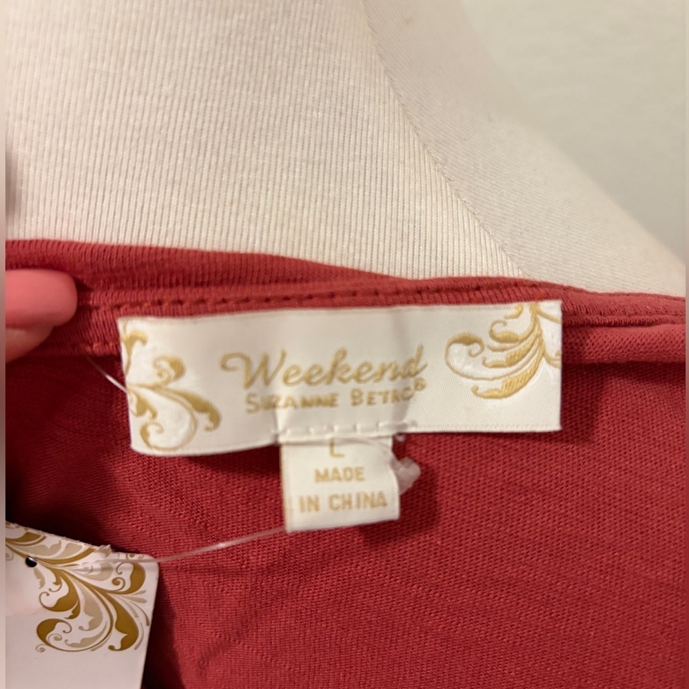 Suzanne Betro Brick Red Lace-Up Blouse - Picture 2 of 5